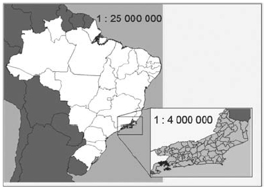 A figura apresenta dois mapas, em que o estado do Rio de Jan - Explicaê